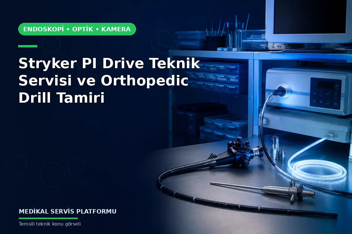 Stryker PI Drive Teknik Servisi ve Orthopedic Drill Tamiri Stryker PI Drive Teknik Servisi ve Orthopedic Drill Tamiri konusunu açıklayan temsili teknik görsel