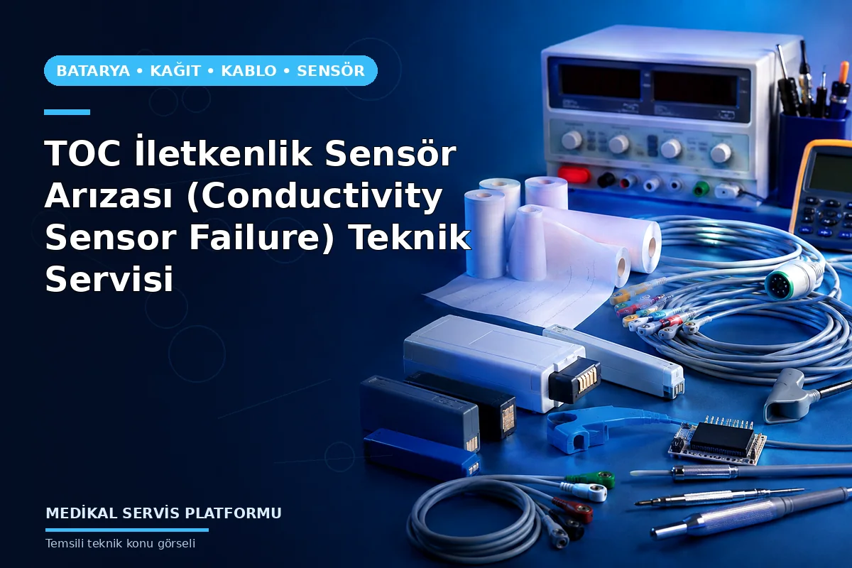 TOC İletkenlik Sensör Arızası (Conductivity Sensor Failure) Teknik Servisi konusunu açıklayan temsili teknik görsel