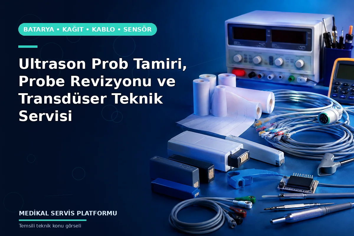 Ultrason Prob Tamiri, Probe Revizyonu ve Transdüser Teknik Servisi Ultrason Prob Tamiri, Probe Revizyonu ve Transdüser Teknik Servisi konusunu açıklayan temsili teknik görsel
