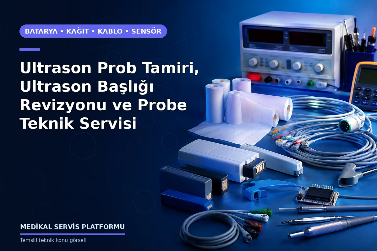 Ultrason Prob Tamiri, Ultrason Başlığı Revizyonu ve Probe Teknik Servisi Ultrason Prob Tamiri, Ultrason Başlığı Revizyonu ve Probe Teknik Servisi konusunu açıklayan temsili teknik görsel