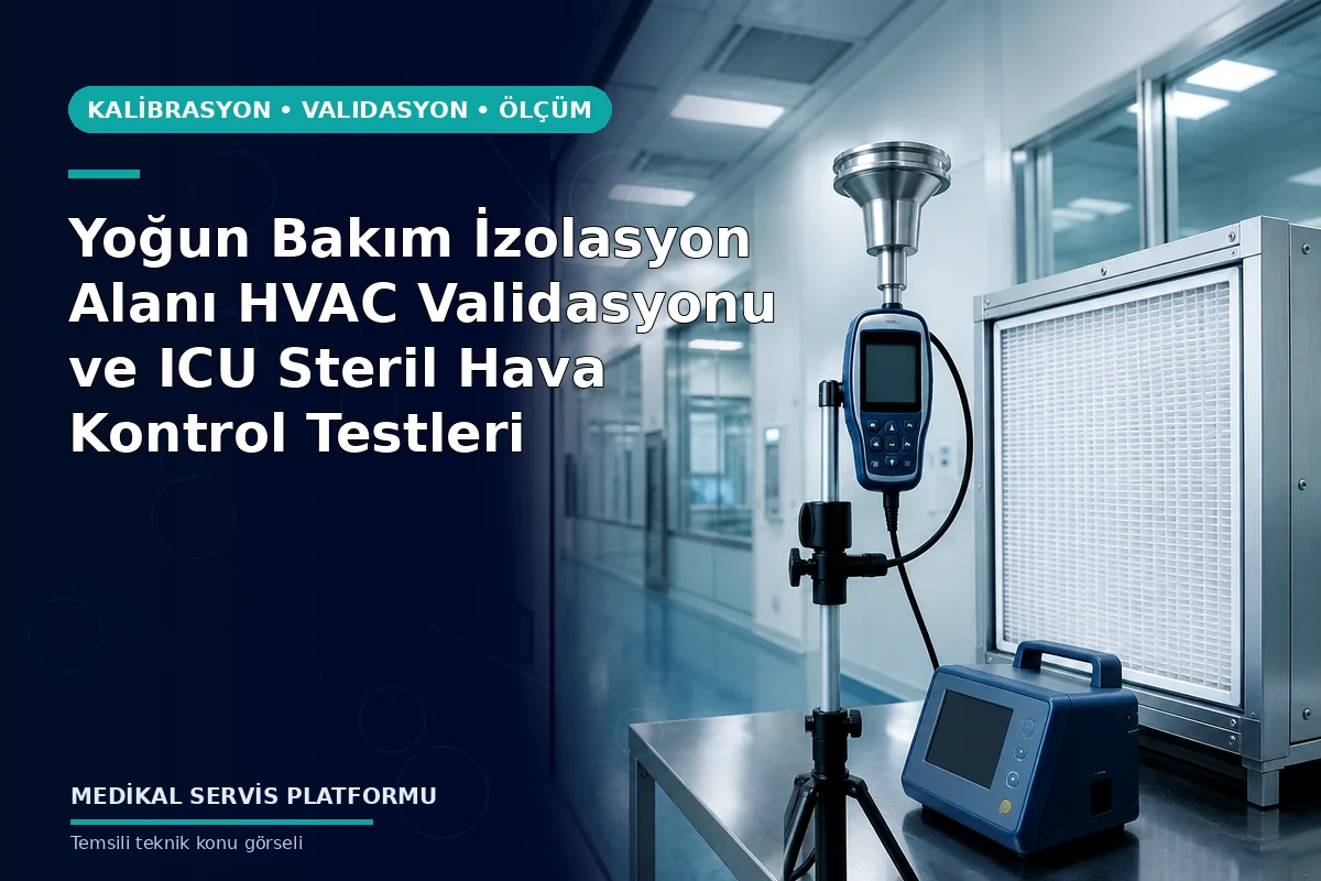 Yoğun Bakım İzolasyon Alanı HVAC Validasyonu ve ICU Steril Hava Kontrol Testleri konusunu açıklayan temsili teknik görsel