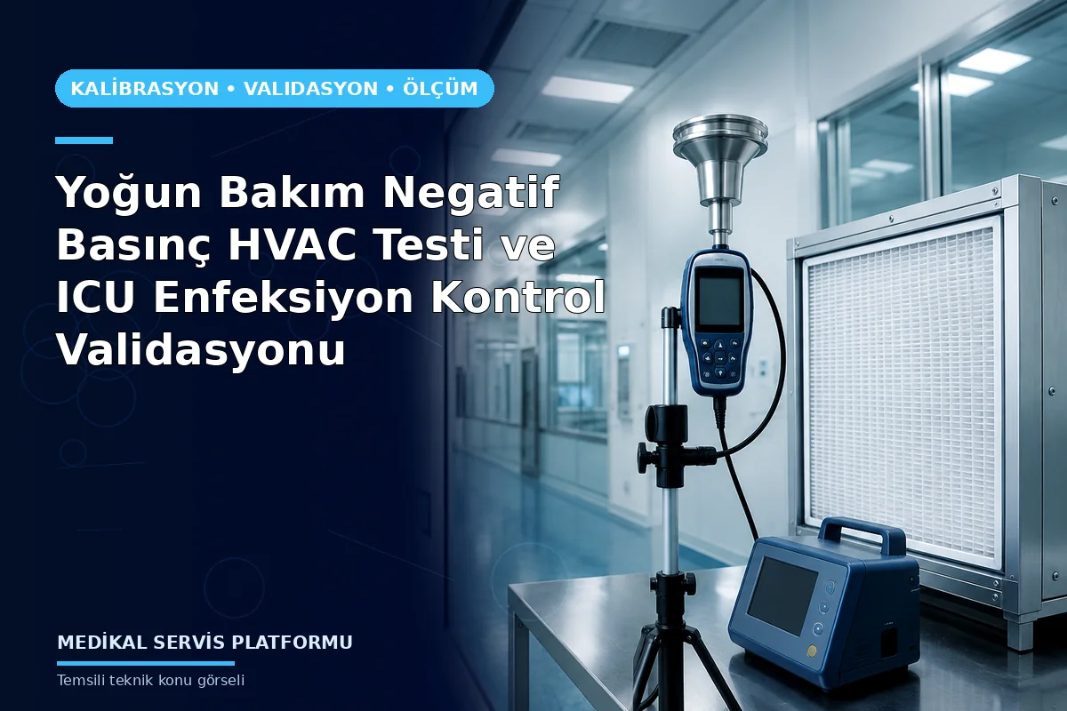 Yoğun Bakım Negatif Basınç HVAC Testi ve ICU Enfeksiyon Kontrol Validasyonu Yoğun Bakım Negatif Basınç HVAC Testi ve ICU Enfeksiyon Kontrol Validasyonu konusunu açıklayan temsili teknik görsel
