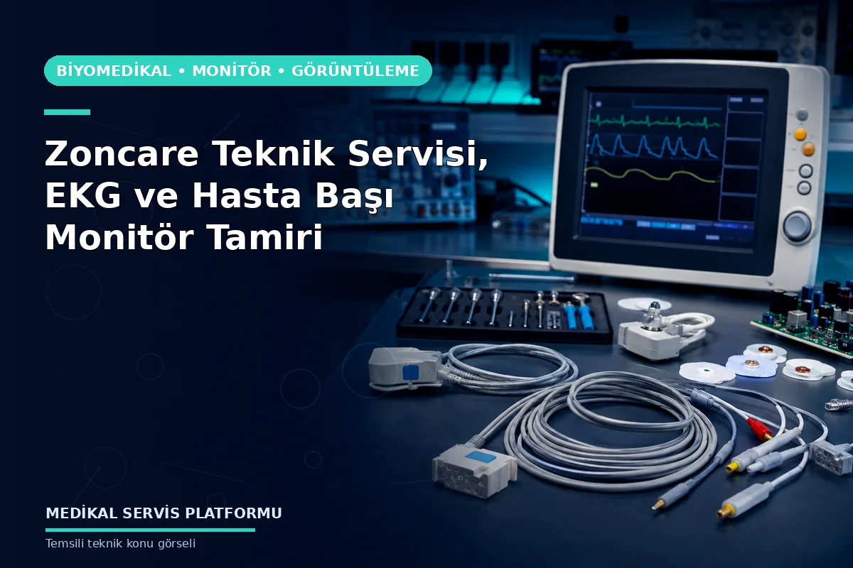 Zoncare Teknik Servisi, EKG ve Hasta Başı Monitör Tamiri konusunu açıklayan temsili teknik görsel